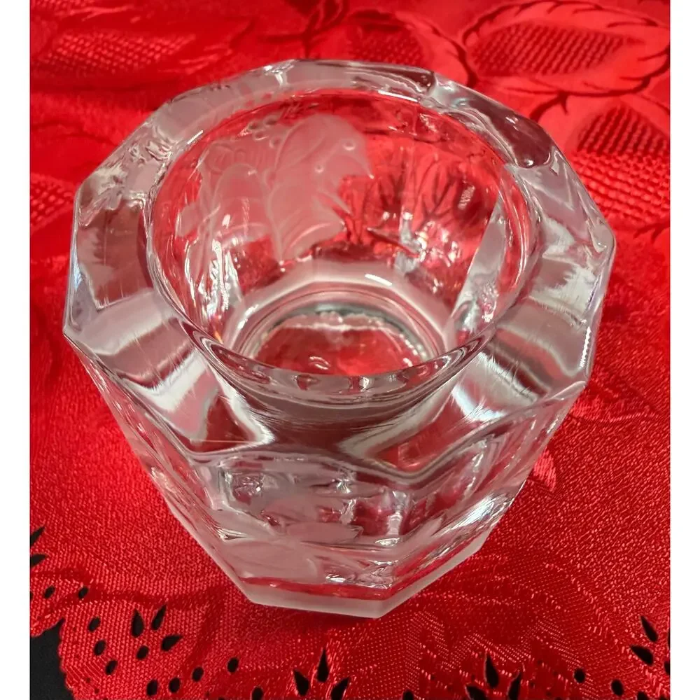 Vintage Studio Nova Holiday Bells Heavy Christmas Crystal Votive Candle Holder